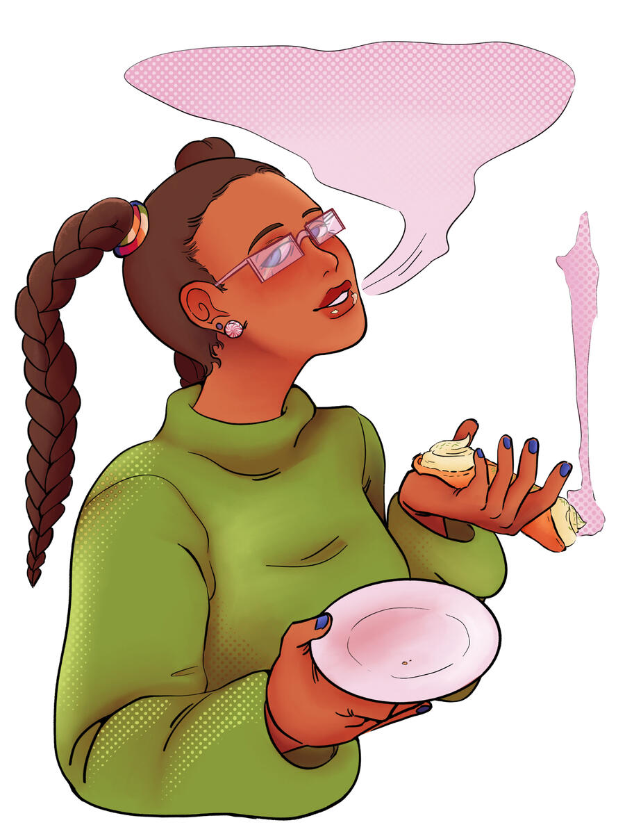 Willamette Week Dessert Issue Nov 15th 2023, spot illustration, "Cannoli Doobie" - digital (procreate), Nov 2023