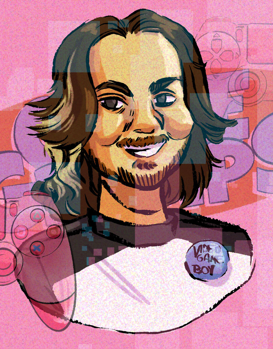 Series - Arin Hanson portrait, brush pen, digital (procreate, photoshop), Dec 2020