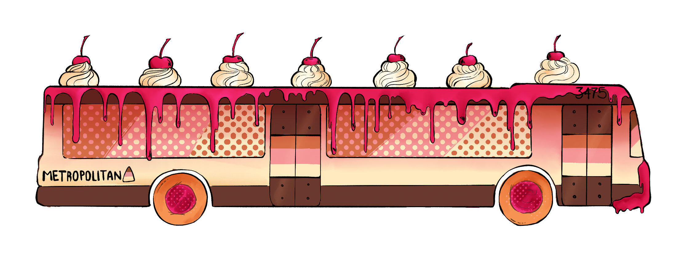 Willamette Week Dessert Issue Nov 15th 2023, spot illustration, "The Metropolitan" - digital (procreate, photoshop), Oct -Nov 2023