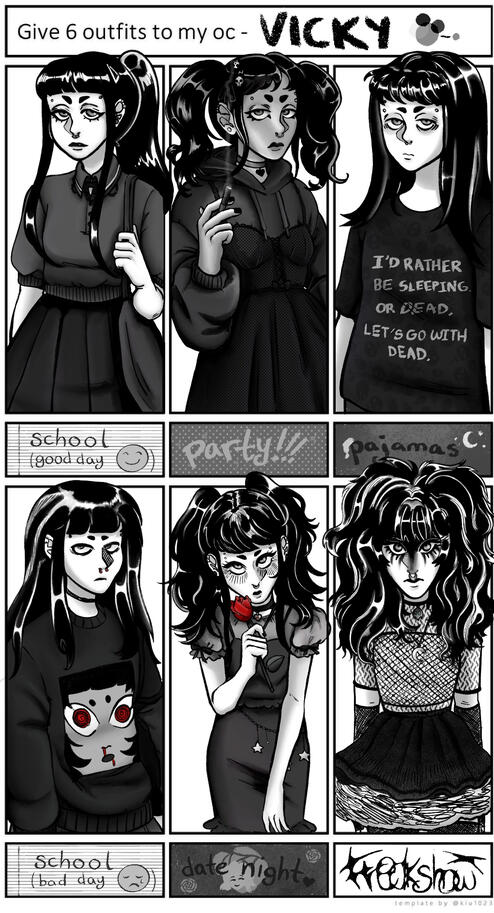 Vicky's 6 outfits B&amp;W - December 2025